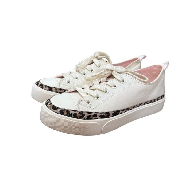 Kate Spade New York Natural Canvas Leopard Low Top  Sneakers Women's 6.5 EU 37 - Picture 4 of 7